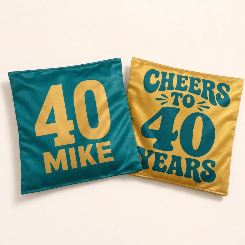 Teal and gold 40th birthday cornhole bags